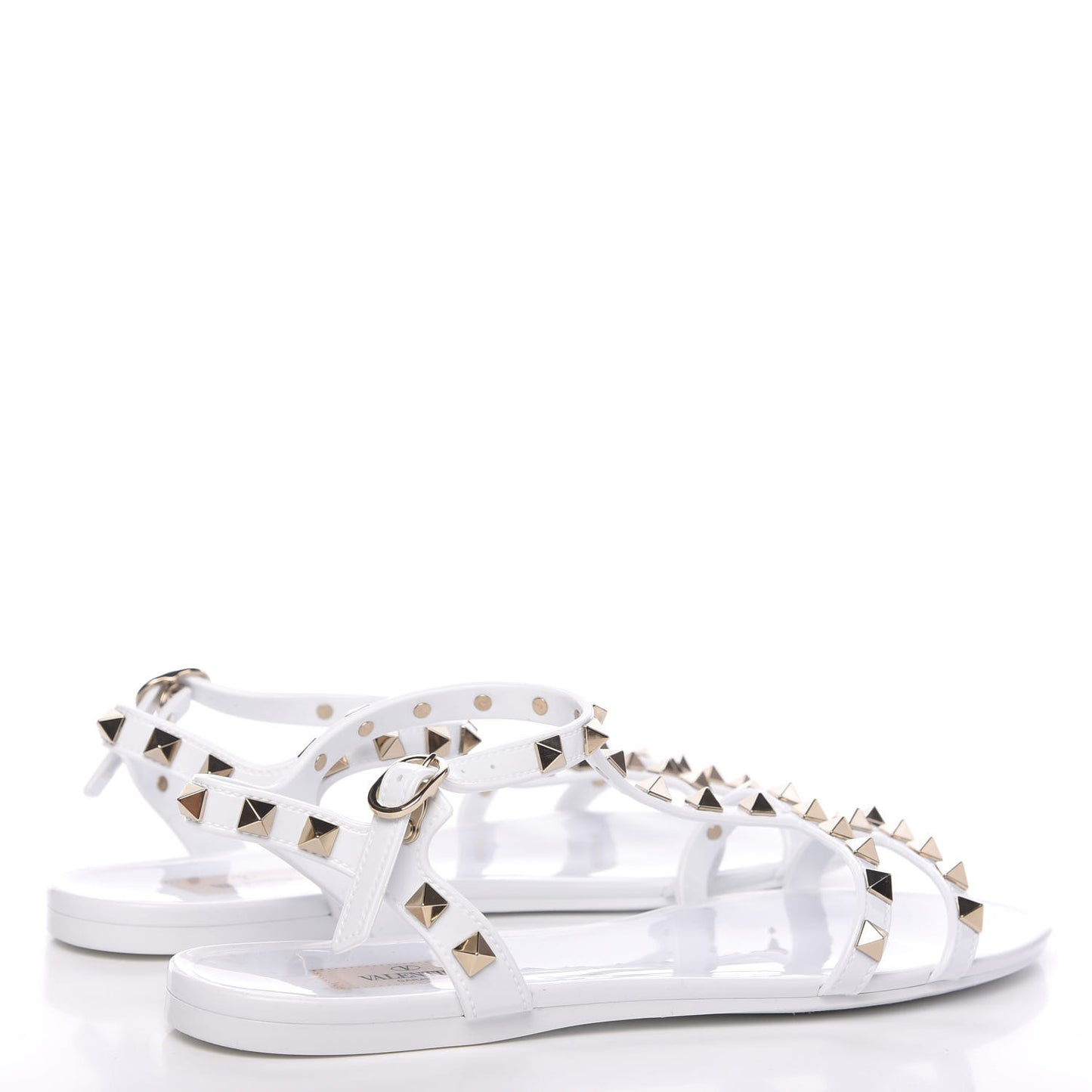 PVC Jelly Rockstud Caged Sandals 38 Optic White