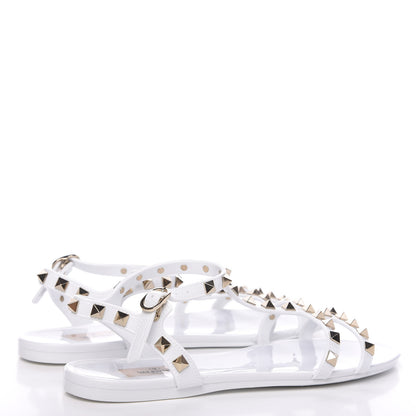 Valentino Garavani PVC Jelly Rockstud Caged Sandals 38 Optic White 4 of 7