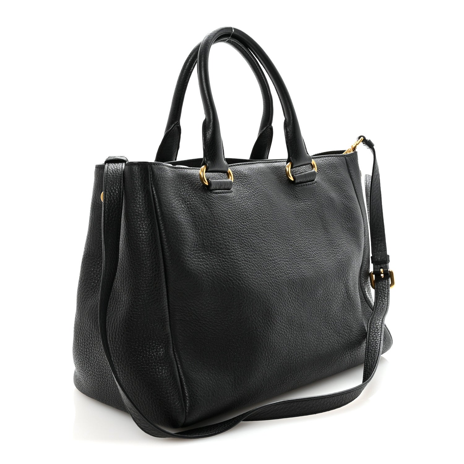 Prada Vitello Daino Tote Black 2 of 9