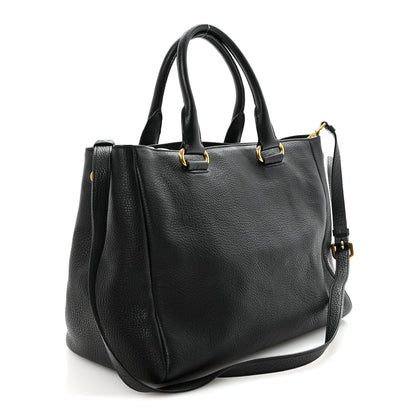 Prada Vitello Daino Tote Black 2 of 9