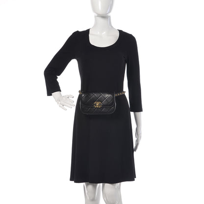 Chanel Lambskin Quilted Chain Infinity Waist Belt Bag Black 2 of 9