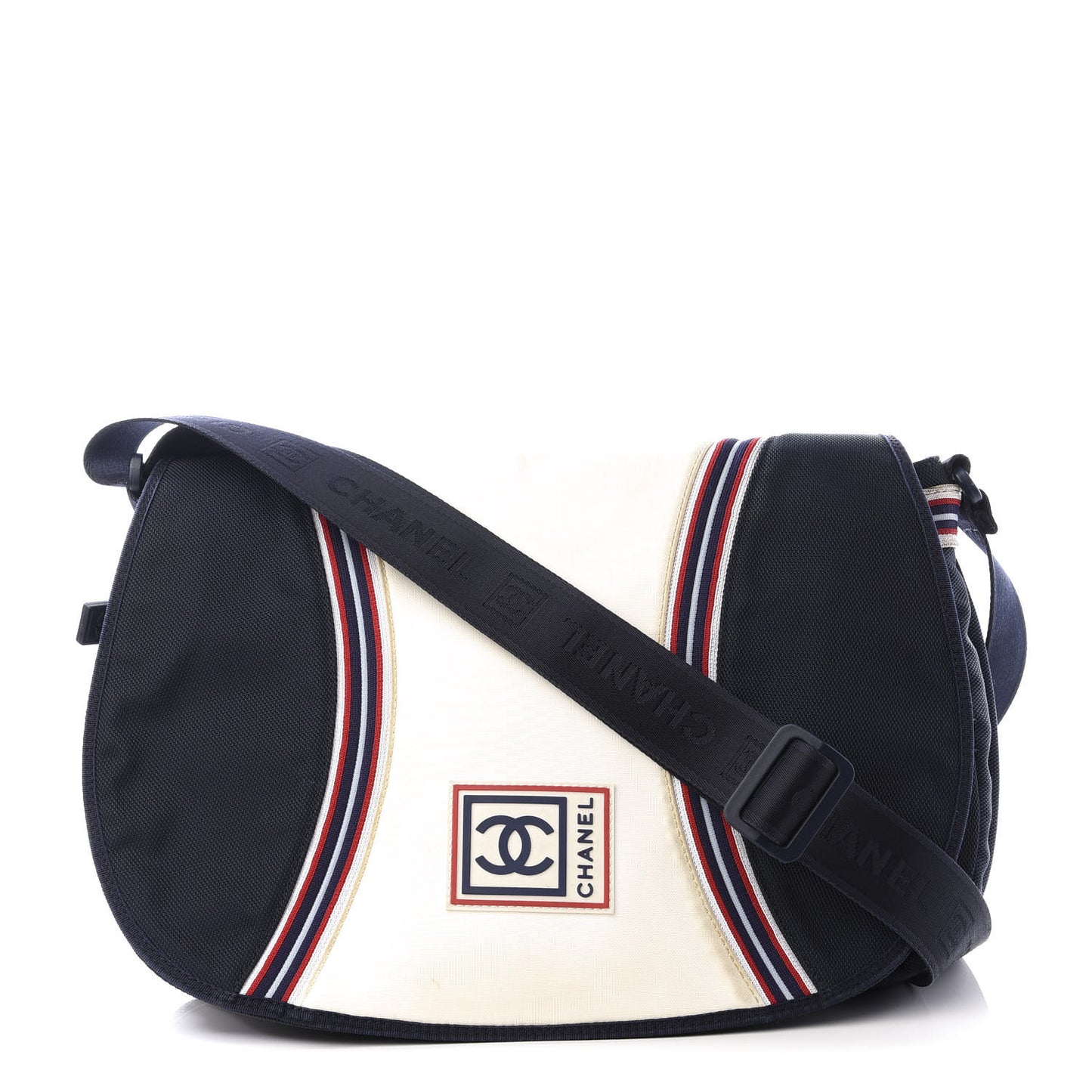 Canvas Nylon Expandable Sport Messenger Navy Off White