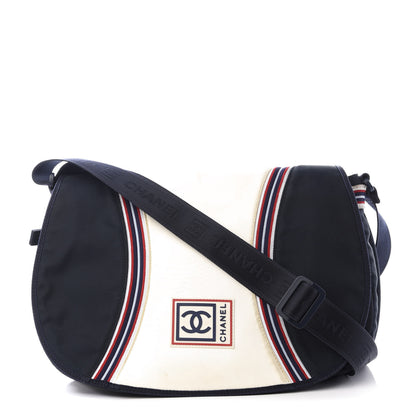 Chanel Canvas Nylon Expandable Sport Messenger Navy Off White 1 of 10