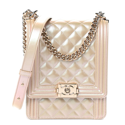 Chanel Iridescent Calfskin Quilted North South Boy Flap Beige 1 of 9