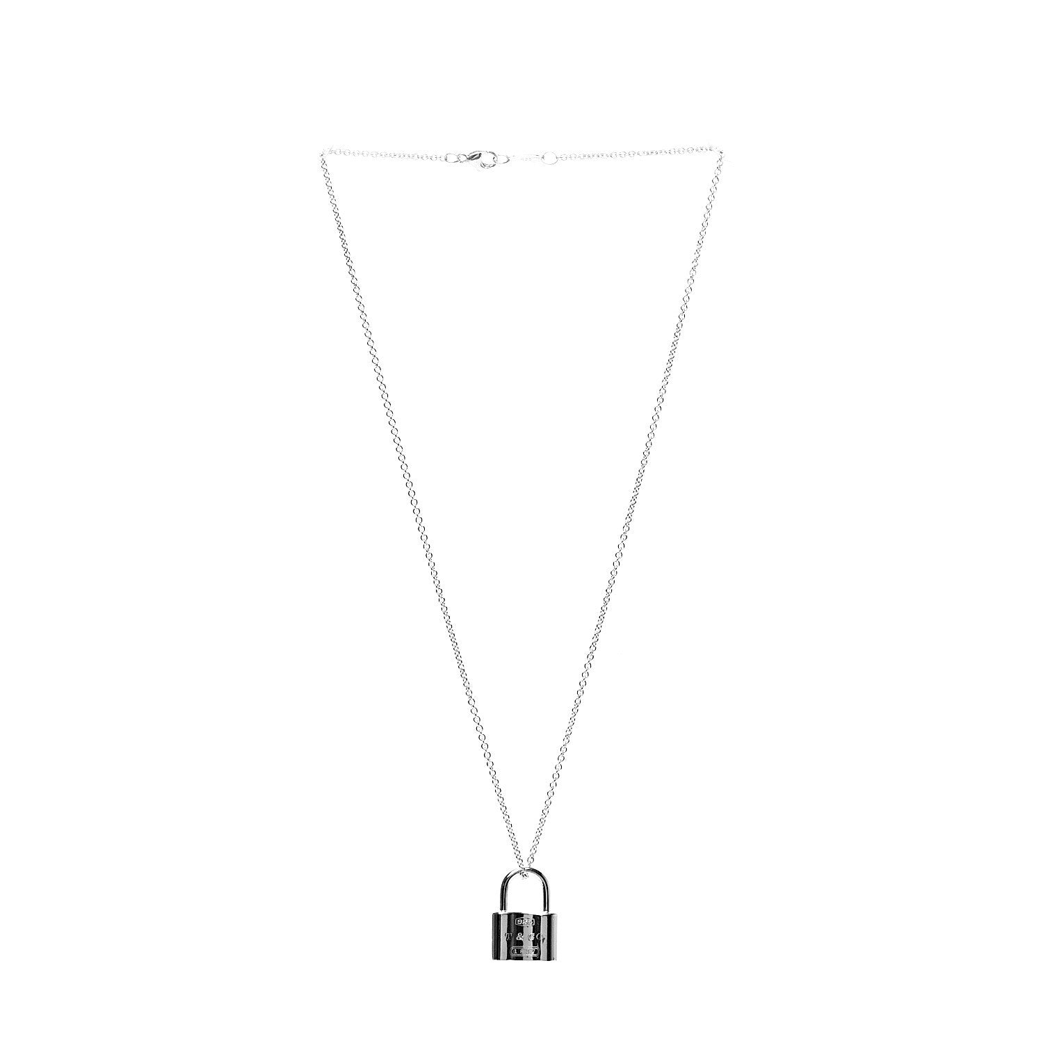 Tiffany Sterling Silver 1837 Lock Charm Pendant Necklace 2 of 6