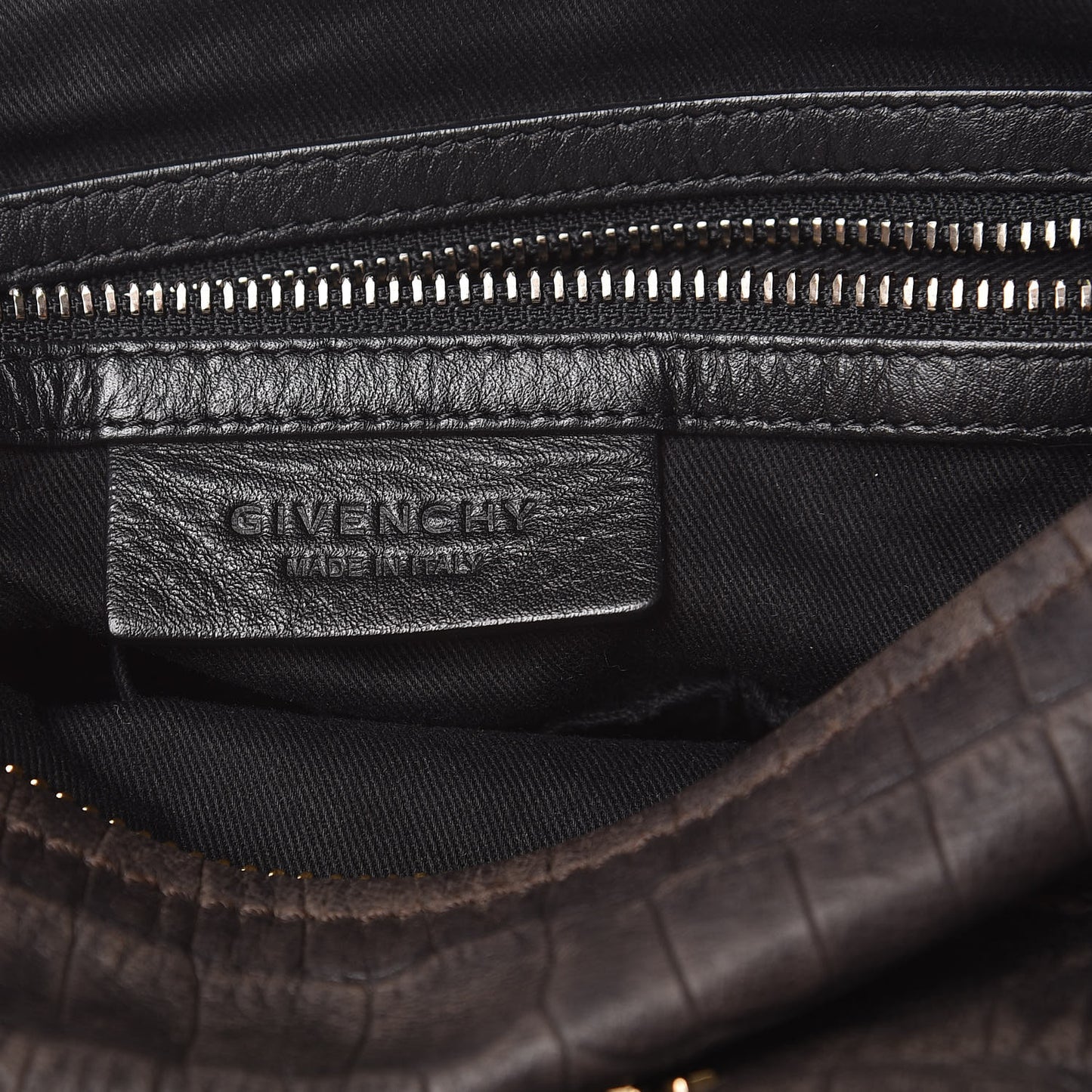 Nubuck Crocodile Embossed Medium Pandora Dark Grey