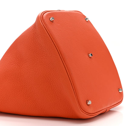 Hermes Taurillon Clemence Picotin 26 GM Orange Poppy 10 of 10