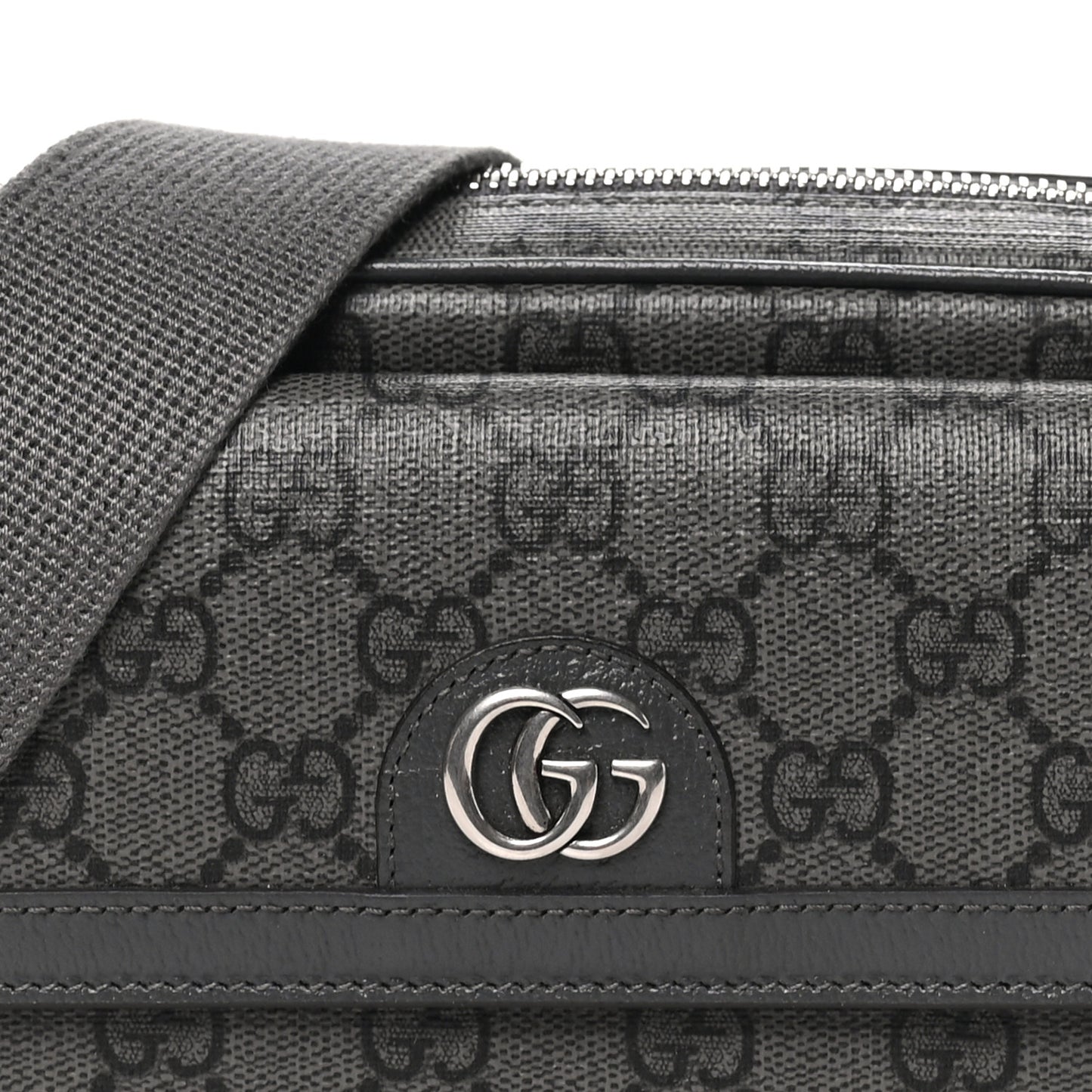 GG Supreme Monogram Textured Dollar Calfskin Mini Ophidia Bag Graphite Grey