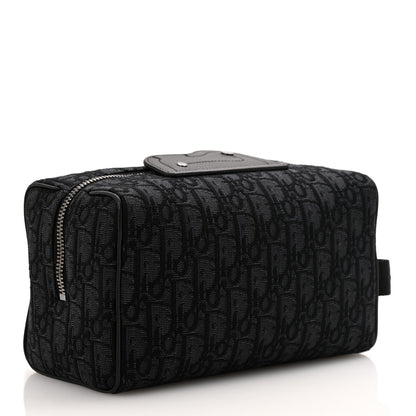 Christian Dior Oblique Jacquard Grained Calfskin Lingot Manity Toiletry Case Black 3 of 8