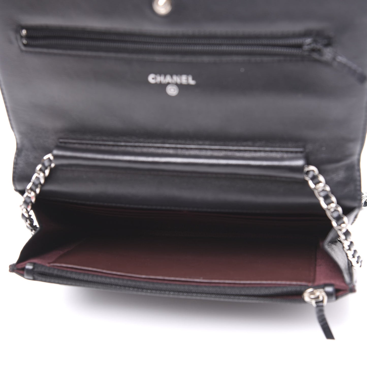 Lambskin Quilted Wallet On Chain WOC Black