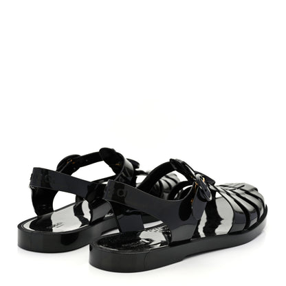 Gucci Shiny Rubber Mens Double G Buckle Strap Sandals 10 Black 4 of 8