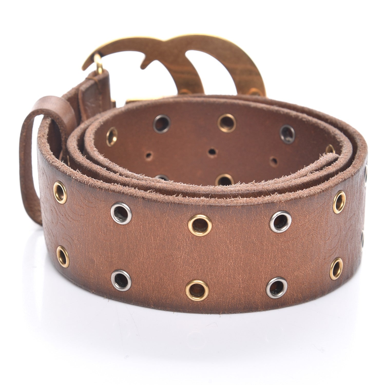 Gucci Faded Calfskin Grommet Double G 40mm Belt 65 26 Cuir 4 of 9