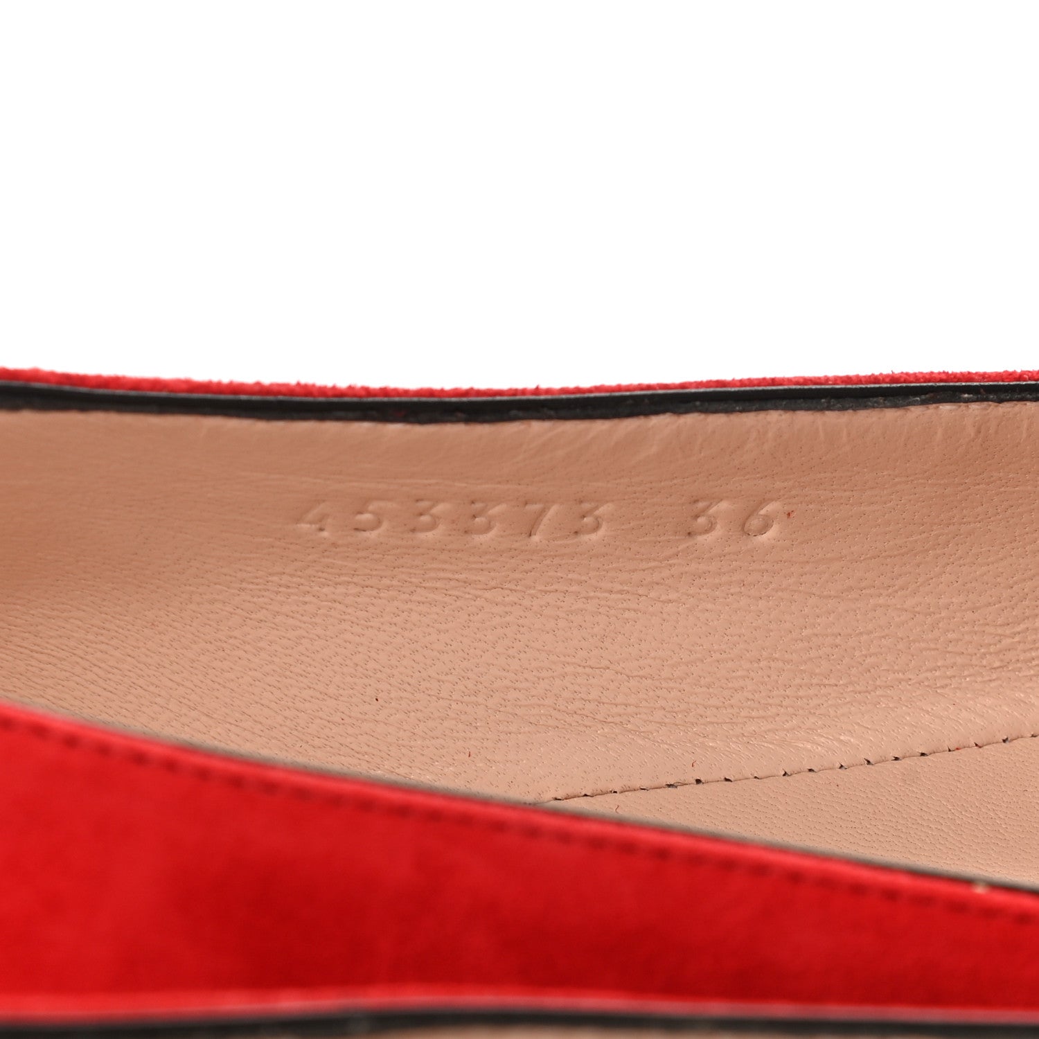 Gucci Kid Scamosciato GG Marmont Fringe Flats 36 Red 7 of 9