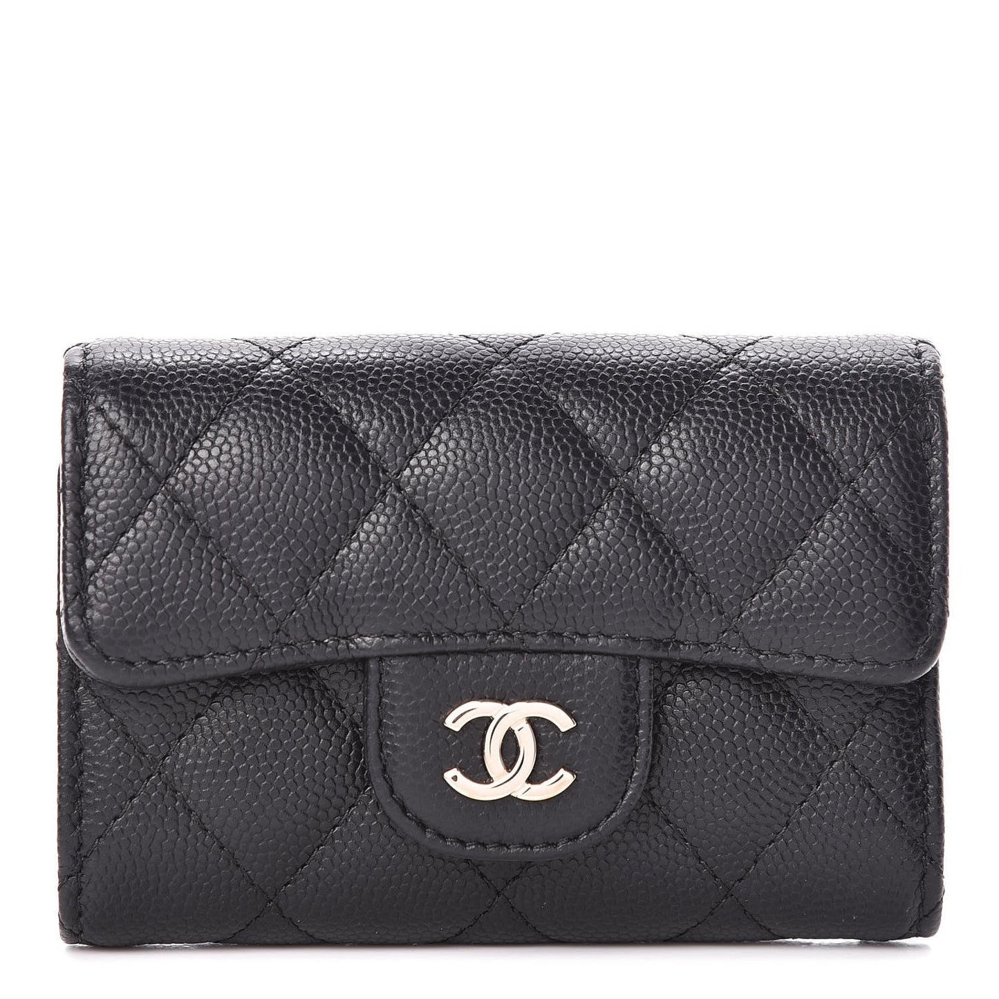 Caviar Quilted Classic 4 Key Holder Wallet Black