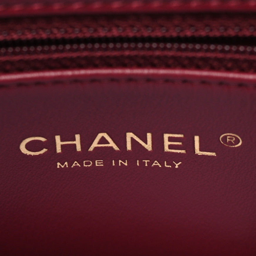Chanel Caviar Quilted Small Shopping Tote Burgundy 6 of 10