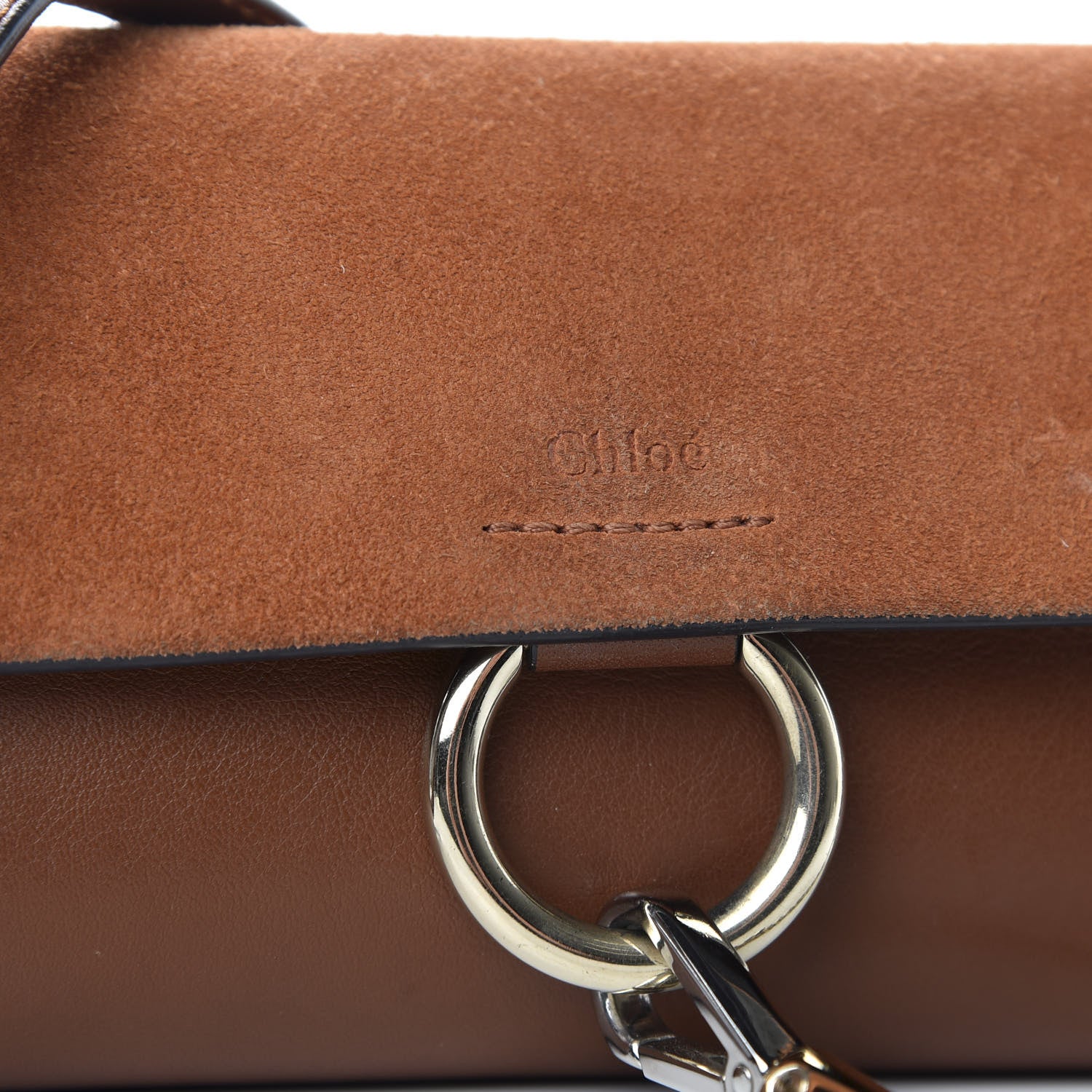 Chloe Suede Calfskin Mini Faye Shoulder Bag Tobacco 7 of 10
