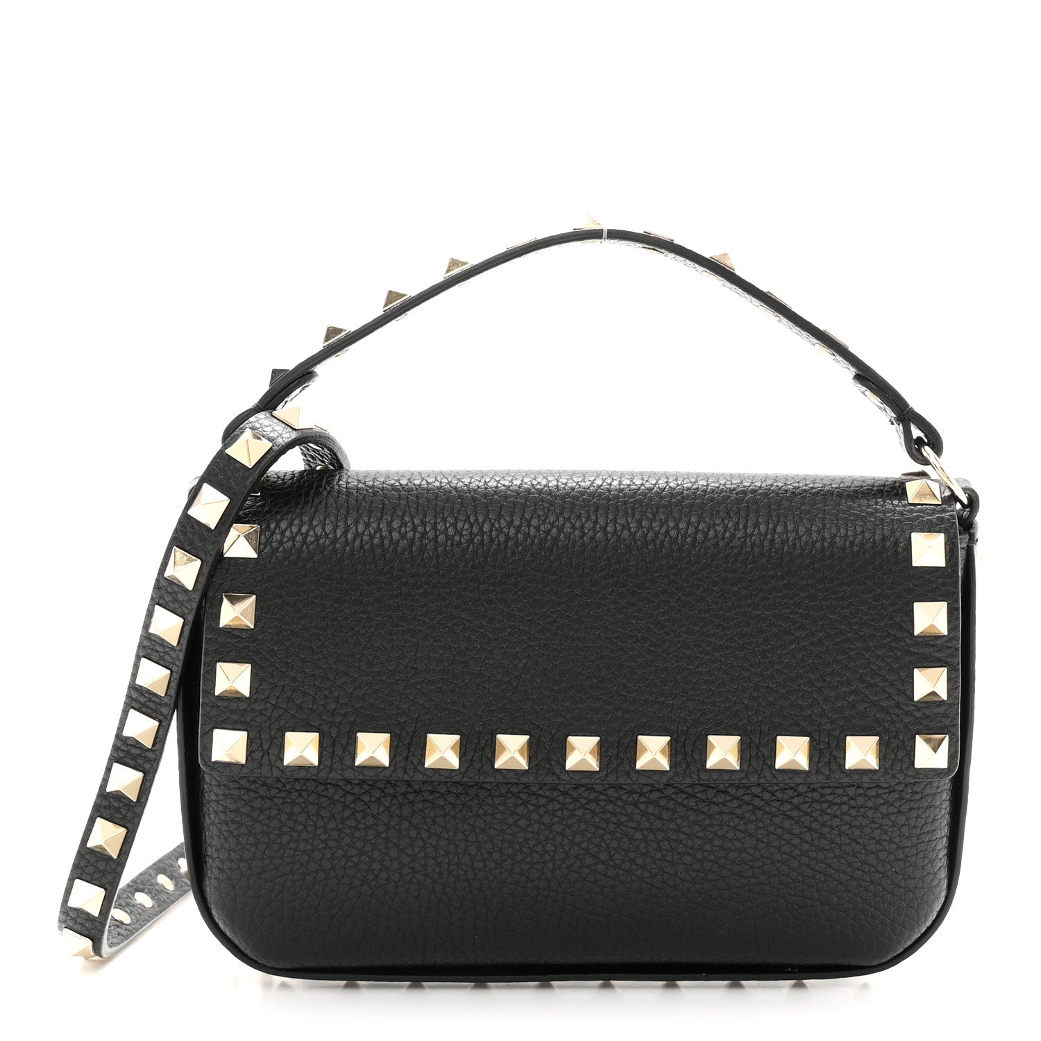 Valentino Garavani Grainy Calfskin Rockstud Crossbody Pouch Black 1 of 10