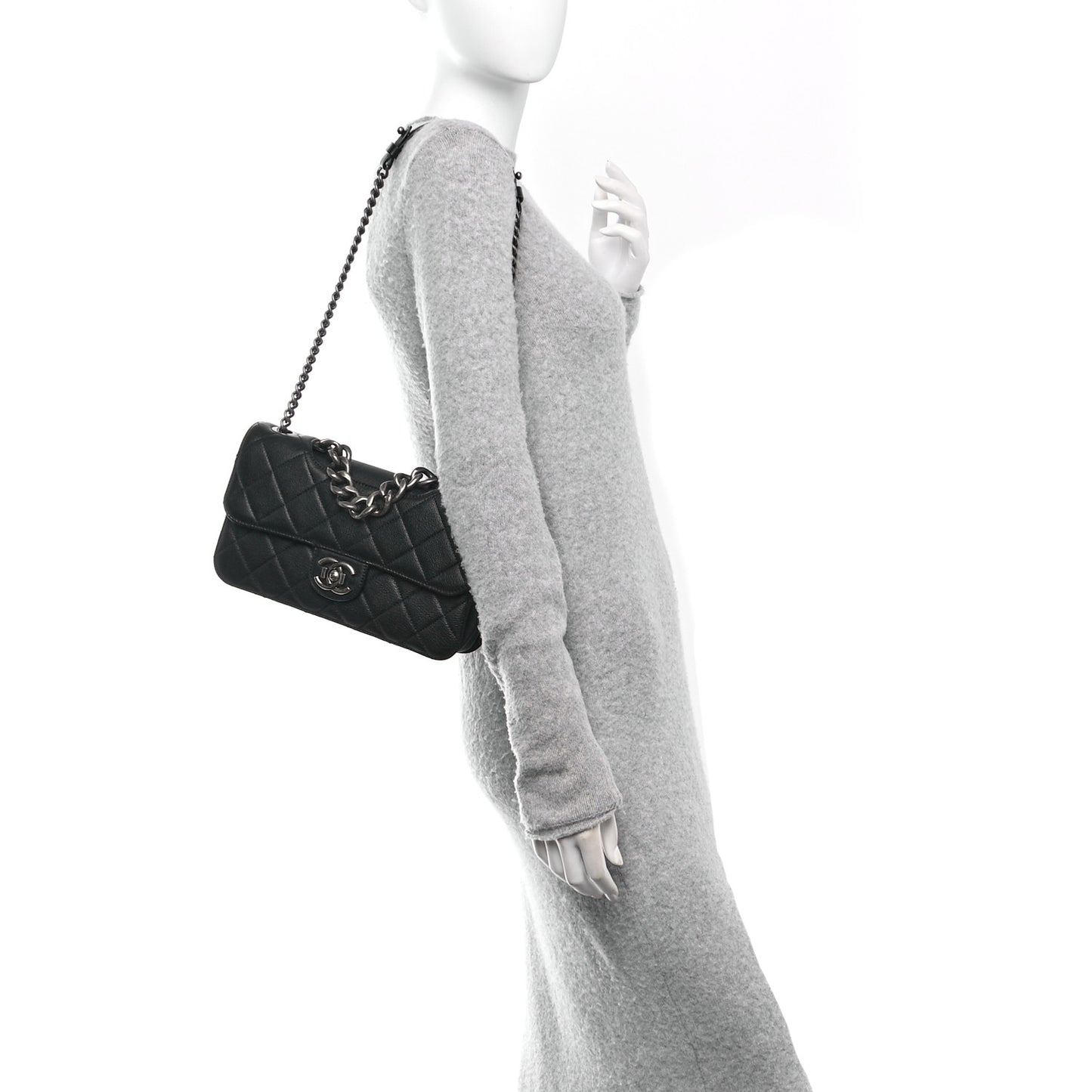 Goatskin Quilted Medium Perfect Edge Flap Black