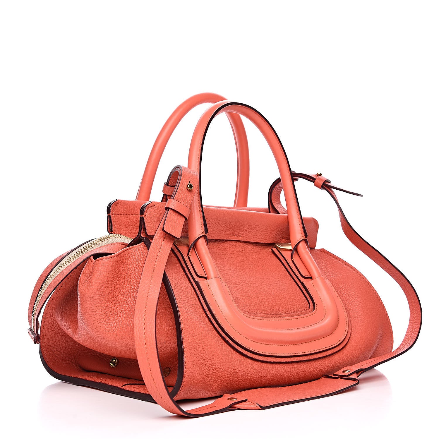 Chloe Lambskin Medium Everston Satchel Coral 3 of 12