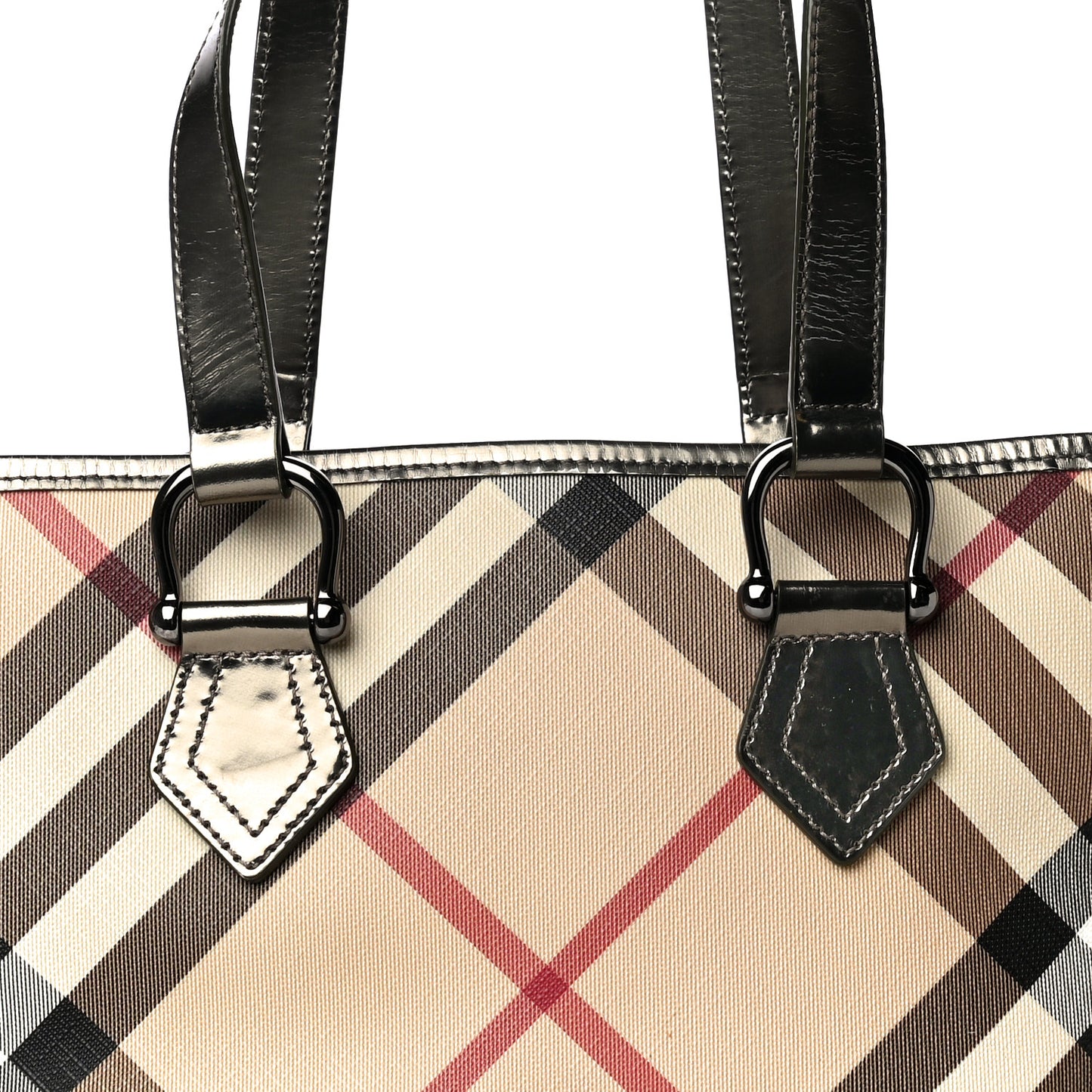 Patent Trim Nova Check Small Nickie Shopper Tote