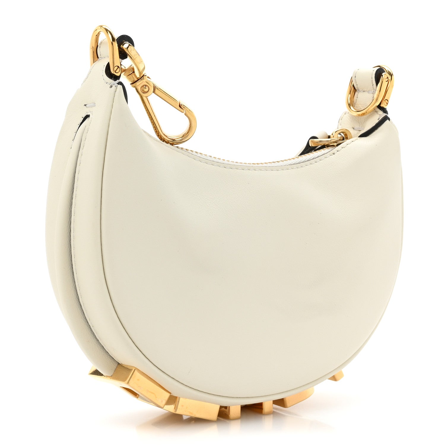 Fendi Vitello Grace Matte Nano Fendigraphy Hobo Charm White Ice 2 of 10