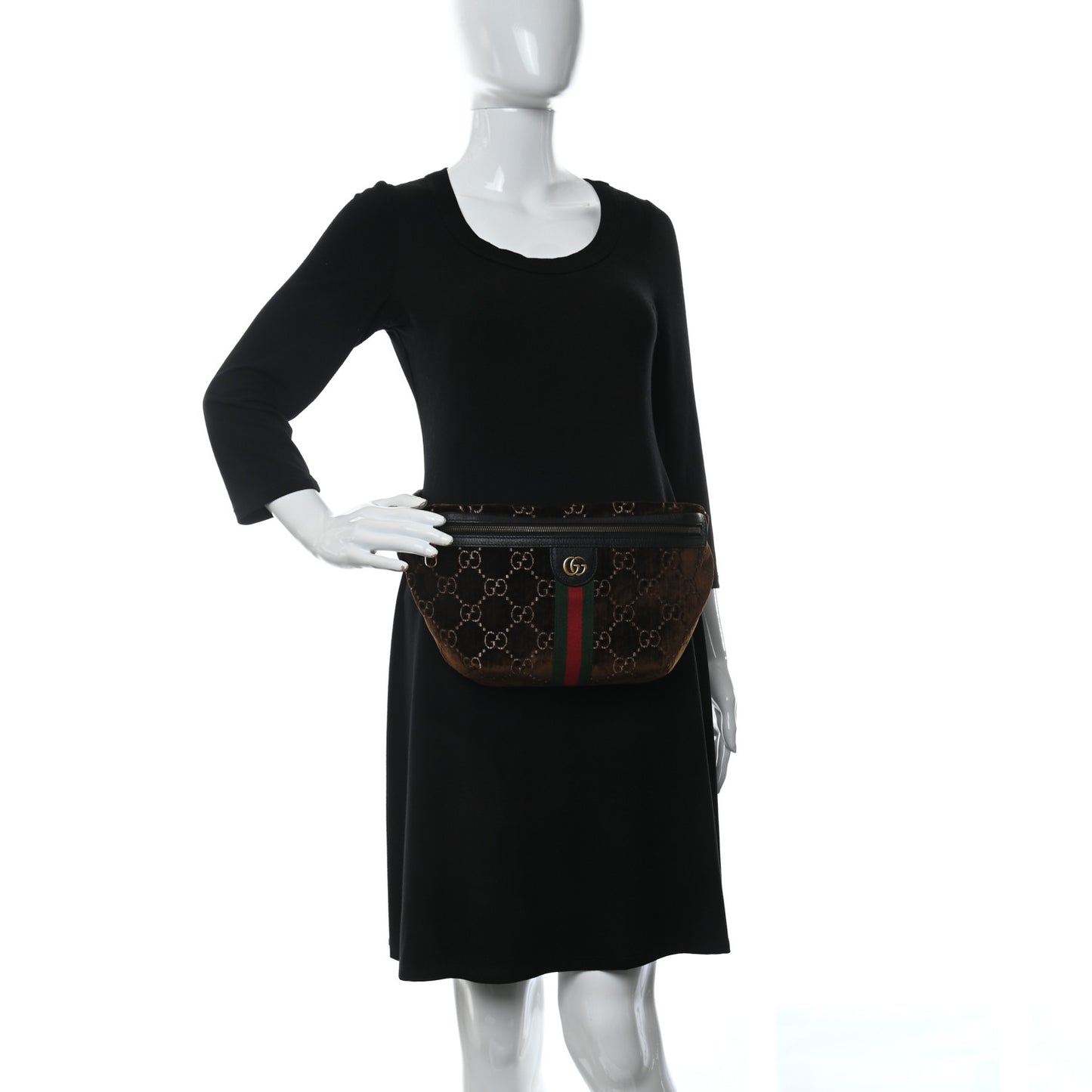 GG Monogram Velvet Belt Bag Brown