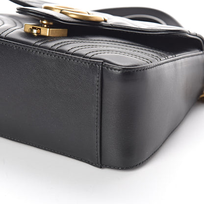 Gucci Calfskin Matelasse Mini GG Marmont Top Handle Shoulder Bag Black 9 of 10