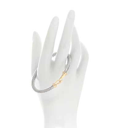 David Yurman Sterling Silver 14K Yellow Gold 5mm Cable Classic Buckle Bracelet 2 of 5