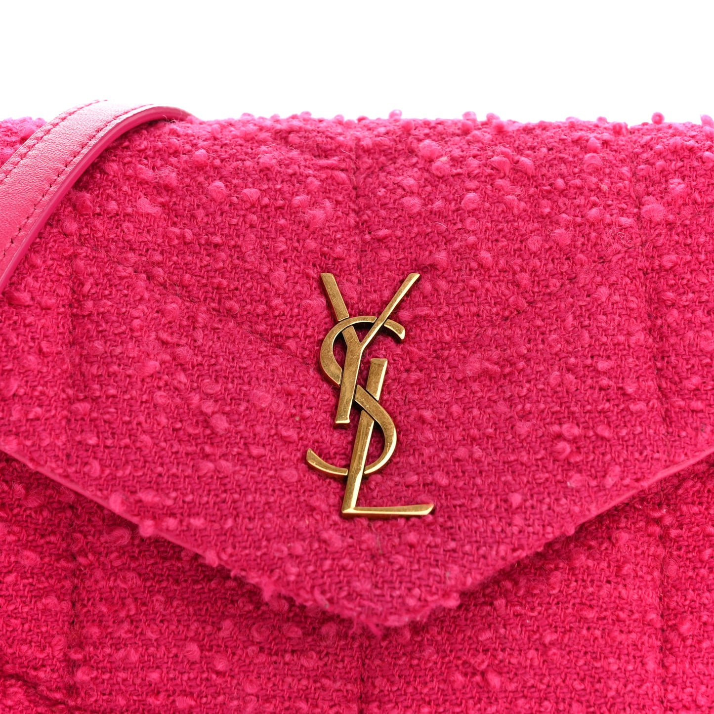 Boucle Tweed Quilted Toy Loulou Puffer Monogram Chain Satchel Magenta