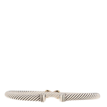 David Yurman Sterling Silver 14K Yellow Gold 4mm X Station Cable Bracelet 3 of 6