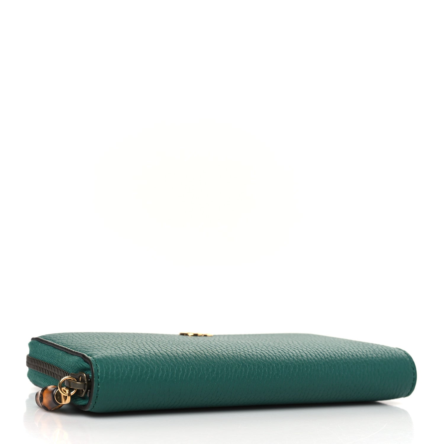 Gucci Piuma Calfskin Bamboo Double G Zip Around Wallet Emerald 4 of 8
