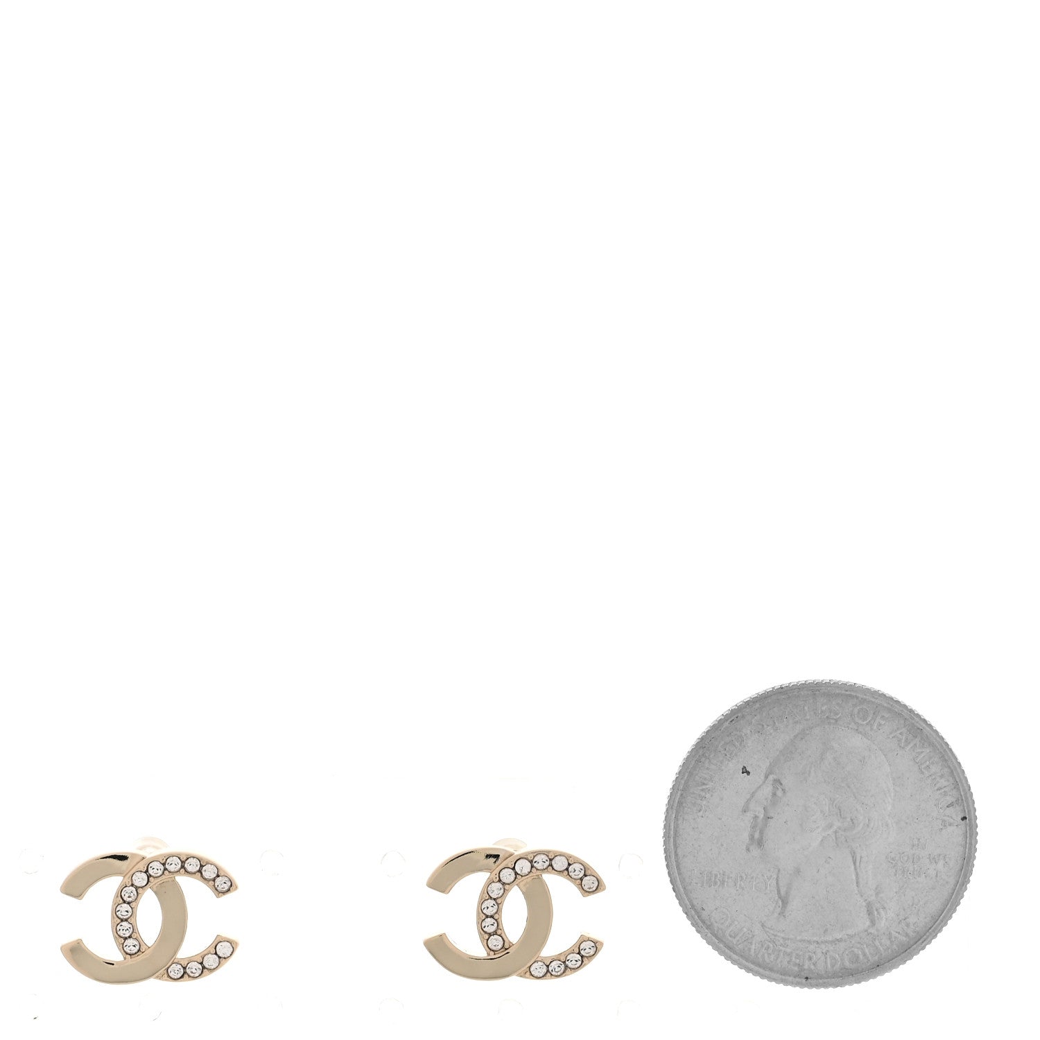 Chanel Metal Crystal CC Earrings Gold 2 of 5