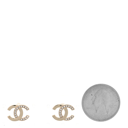 Chanel Metal Crystal CC Earrings Gold 2 of 5