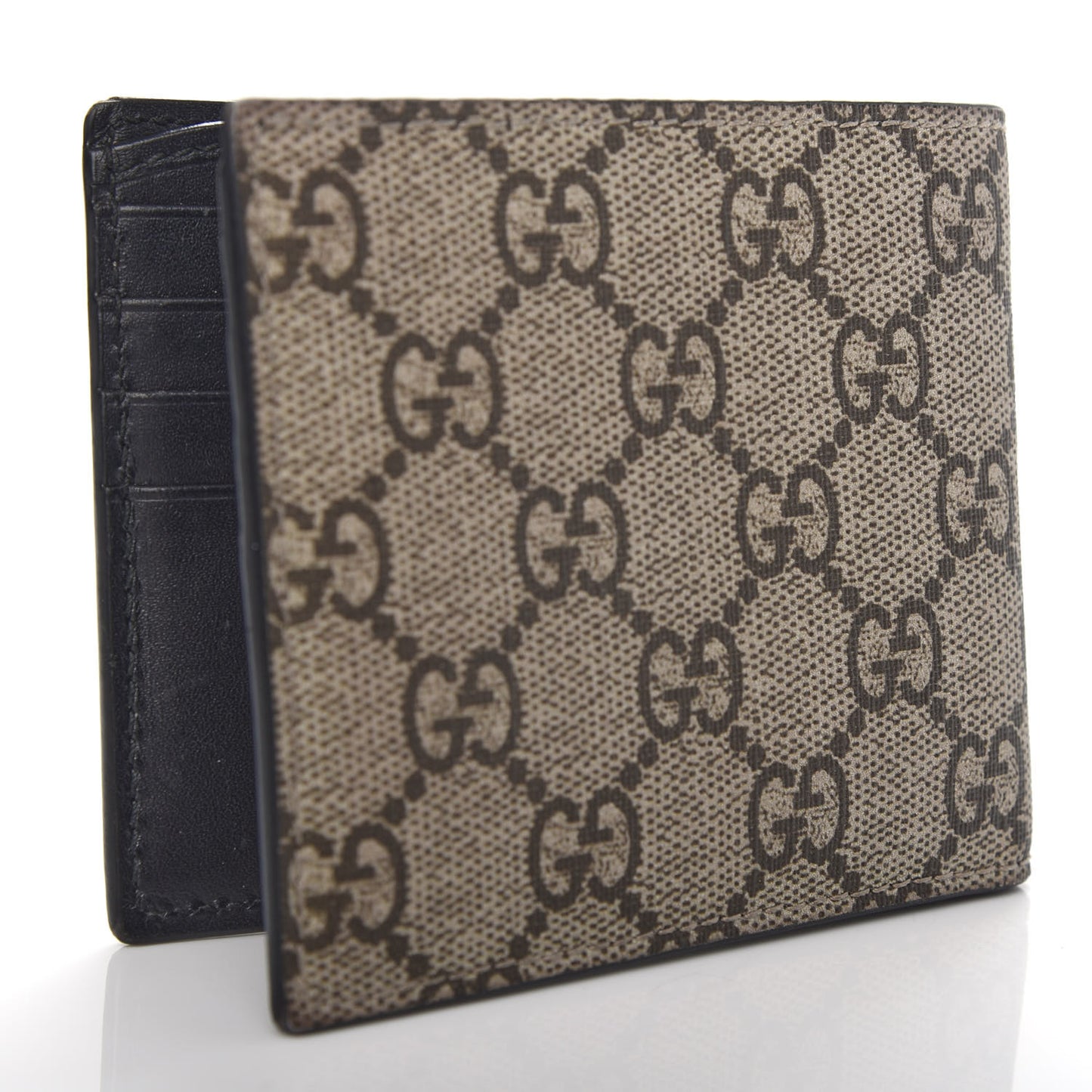 GG Supreme Monogram Selleria Calfskin Tiger Nice Bi-Fold Wallet Beige Ebony Multicolor Black