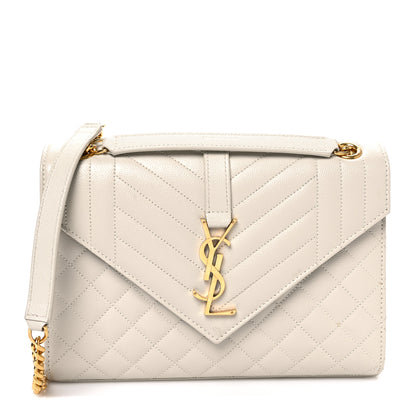 Saint Laurent Grain De Poudre Textured Mixed Matelasse Medium Triquilt Monogram Satchel Crema Soft 1 of 10