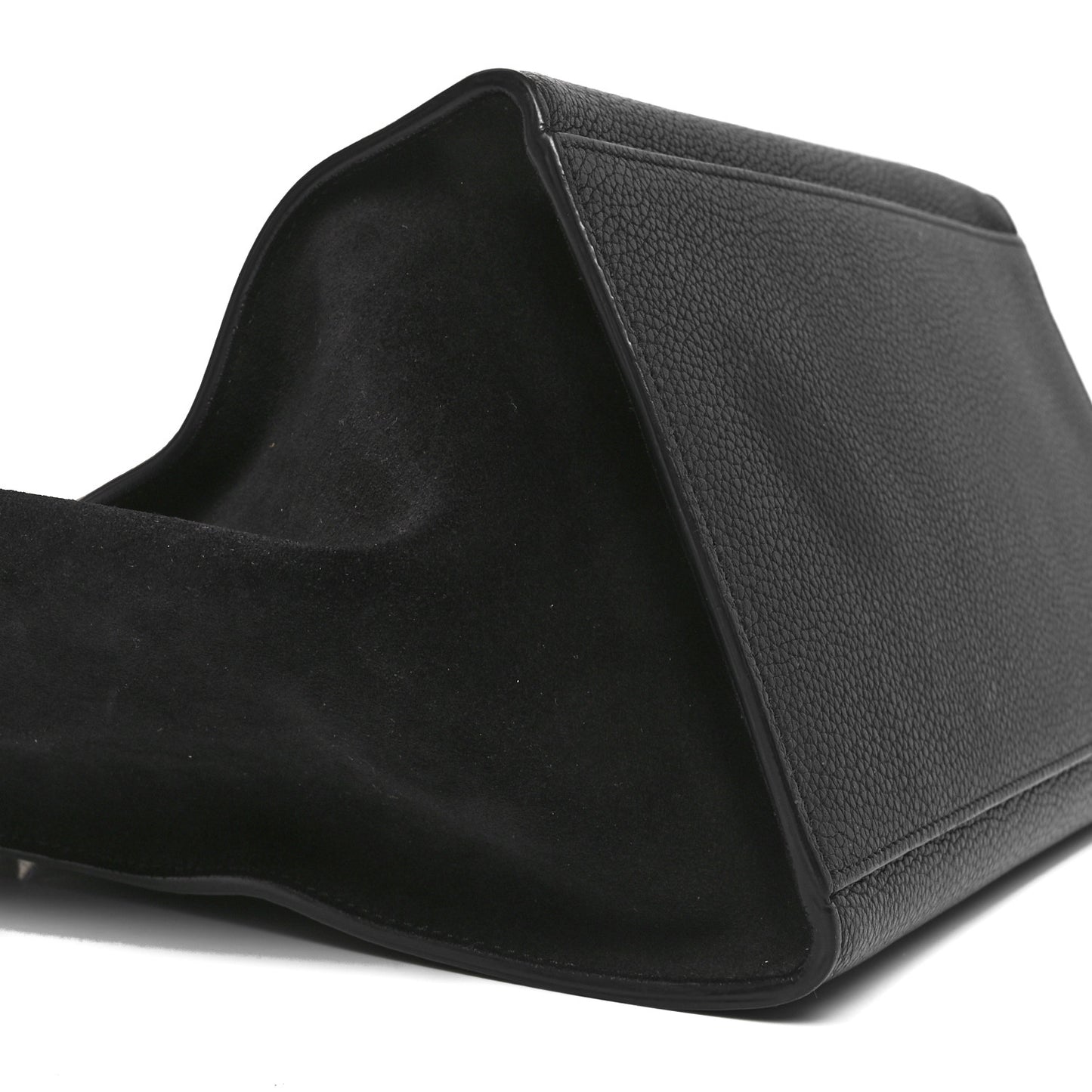 Drummed Calfskin Suede Small Trapeze Black