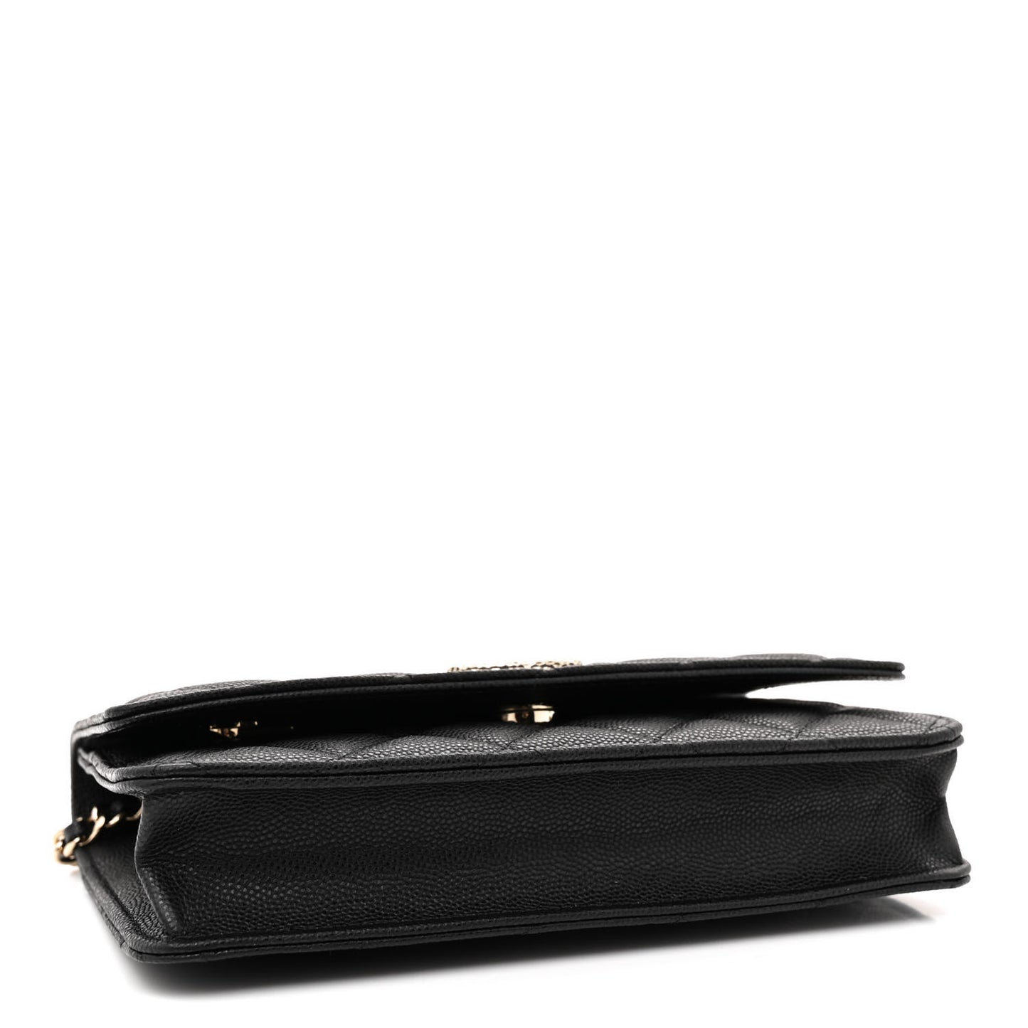 Caviar Quilted Studded CC Wallet on Chain WOC Black