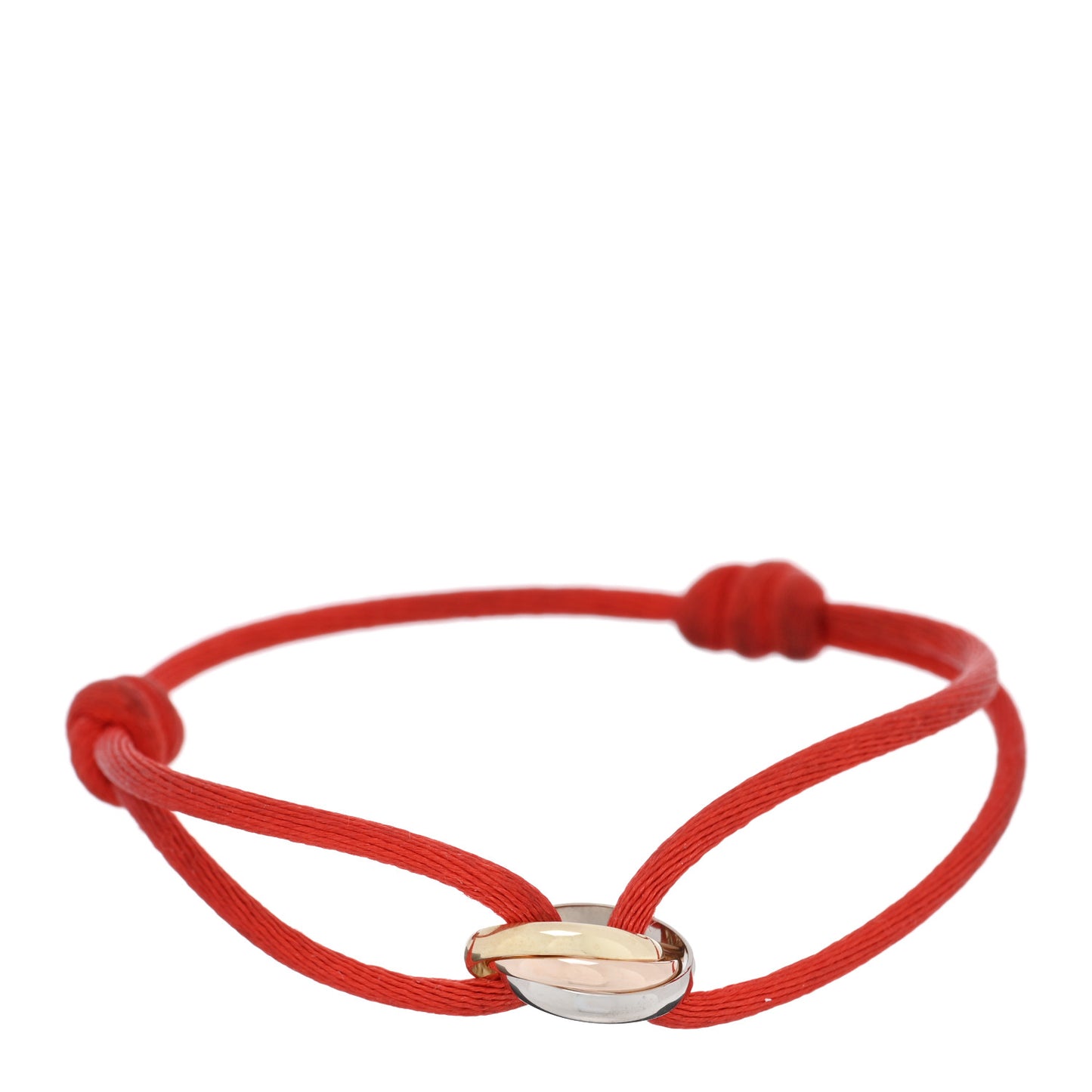18K Pink Yellow White Gold Trinity Cord Bracelet Red