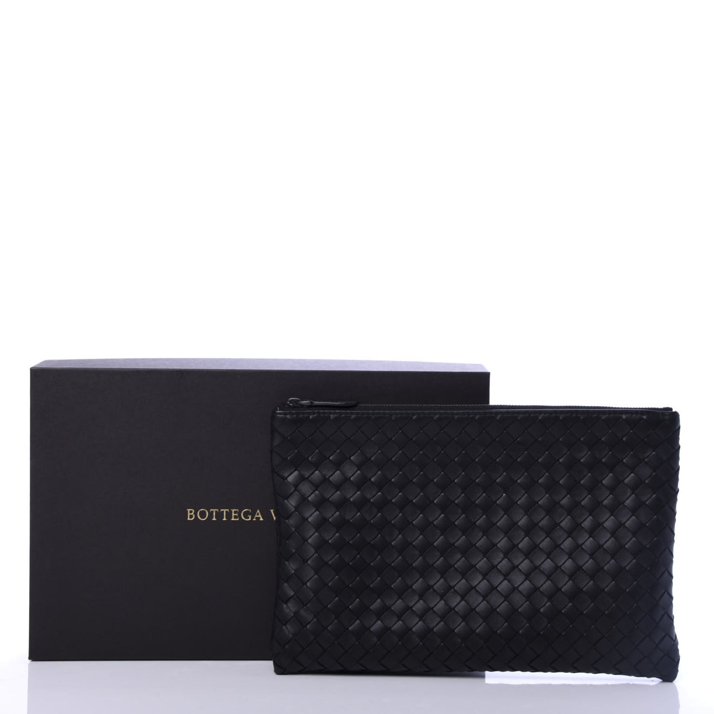 Nappa Intrecciato Medium Zip Pouch Black