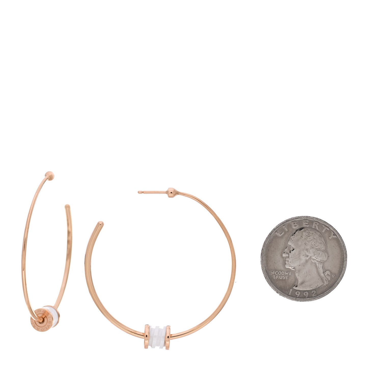 18K Rose Gold White Ceramic Large B.Zero1 Hoop Earrings