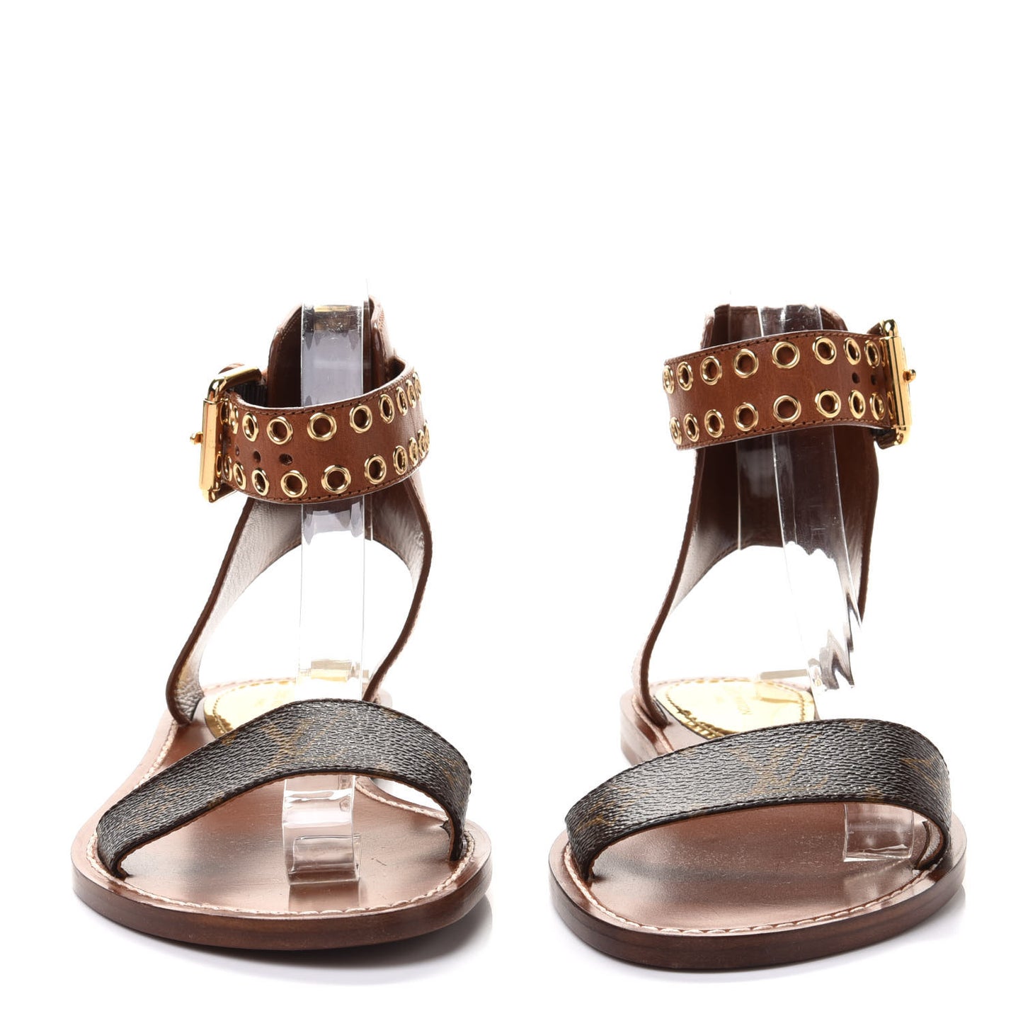 Calfskin Monogram Passenger Flat Sandals 36.5 Cognac
