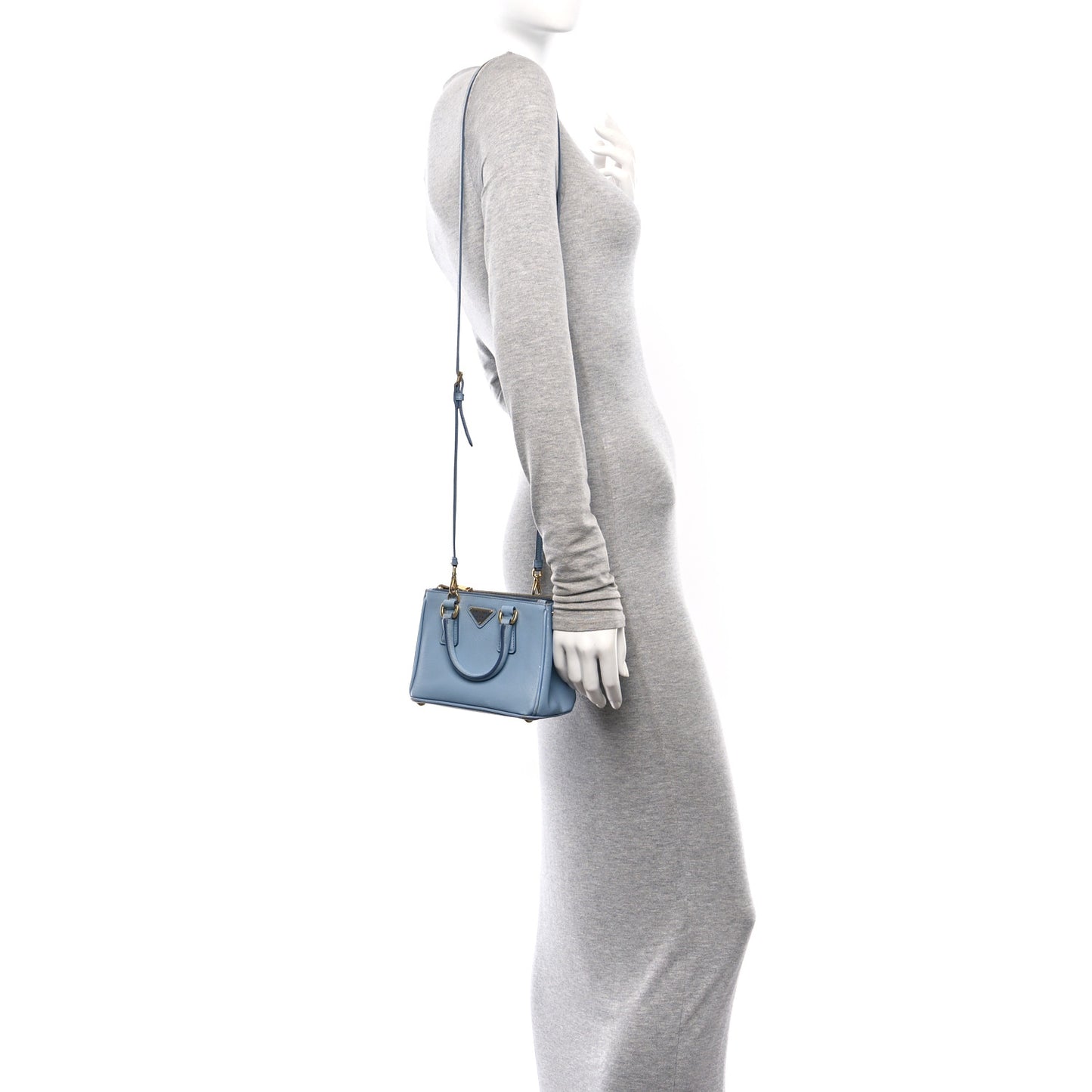 Saffiano Micro Galleria Double Zip Tote Astrale