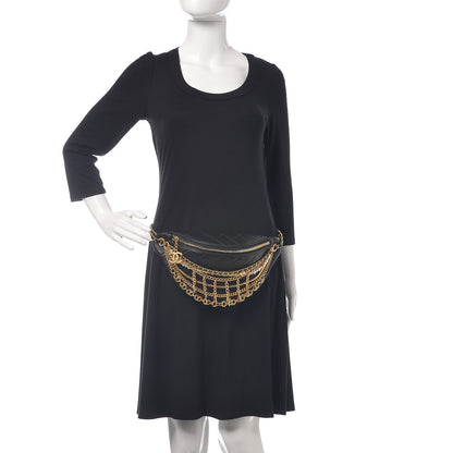 Chanel Lambskin Quilted All About Chains Waist Belt Bag Black 2 of 11