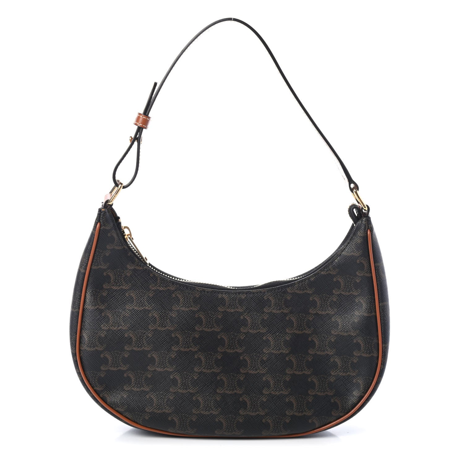Celine Triomphe Canvas Calfskin Ava Shoulder Bag Tan 1 of 4