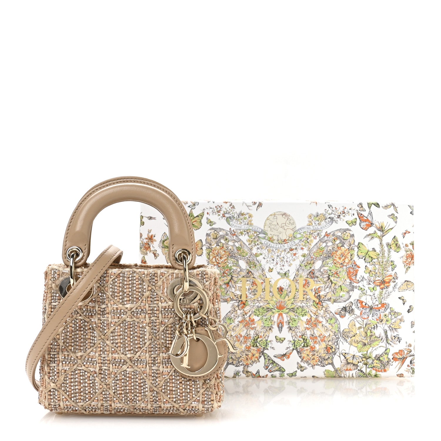 Christian Dior Lambskin Cannage Beaded Crystal Embroidered Micro
