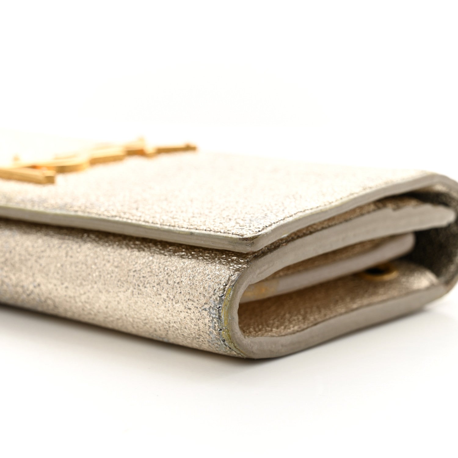 Saint Laurent Metallic Calfskin Classic Monogram Cassandre Wallet Gold 14 of 17