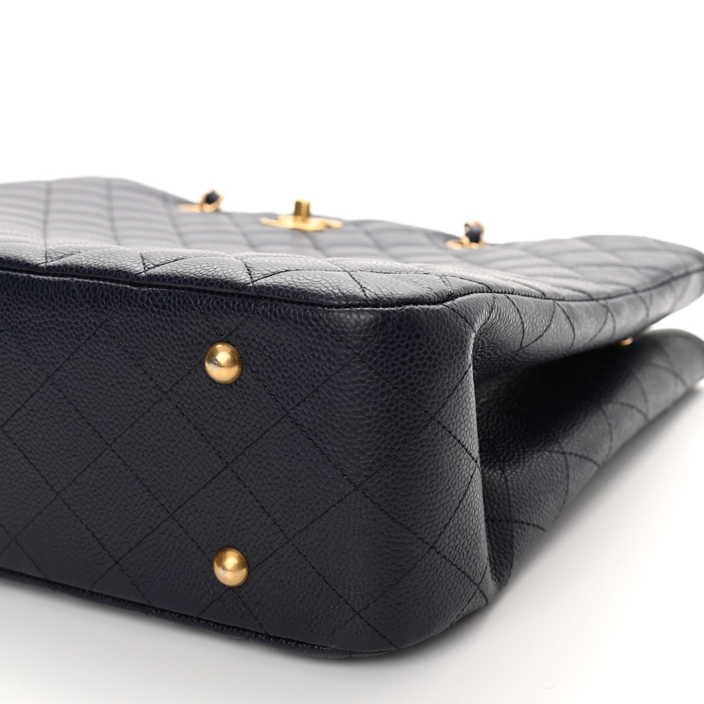 Caviar Quilted Large CC Shopping Tote Navy