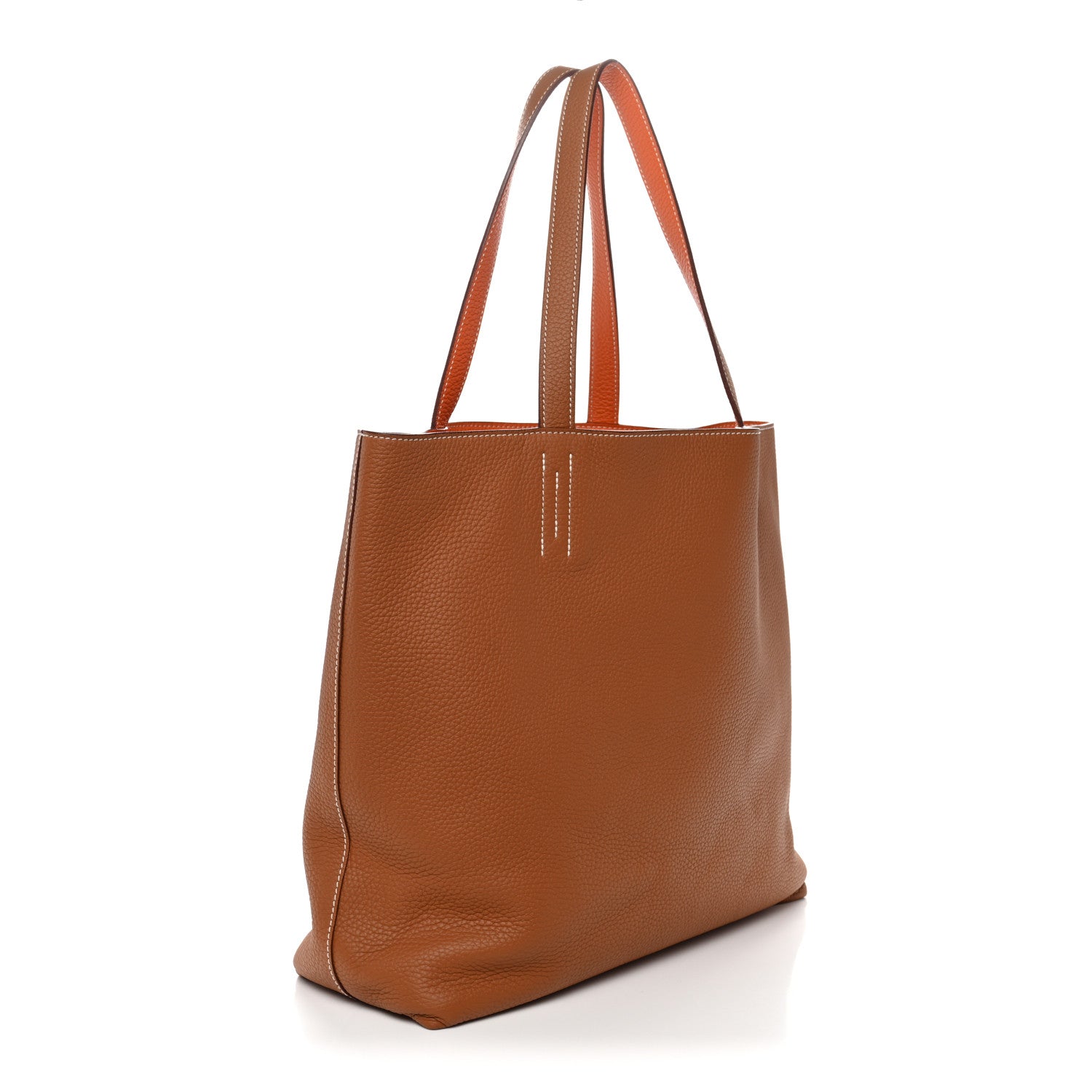 Hermes Taurillon Clemence Double Sens 45 Reversible Tote Orange Gold 4 of 17
