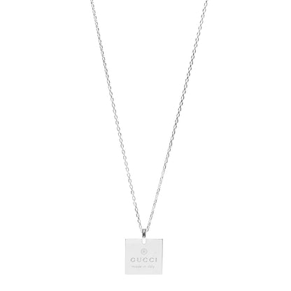Gucci Sterling Silver Trademark Logo Square Pendant Necklace 1 of 6