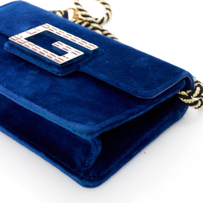 Gucci Velvet Crystal Square G Shoulder Bag Cobalt Blue 11 of 11